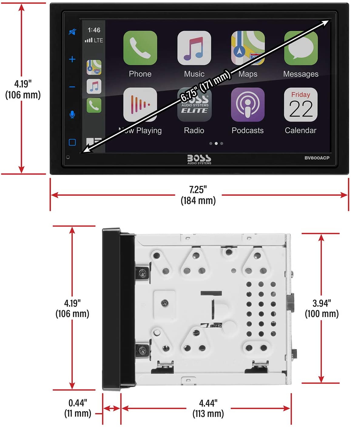 boss-audio-elite-bv800acp-2-din-675-car-stereo-apple-carplay-android-auto-534062