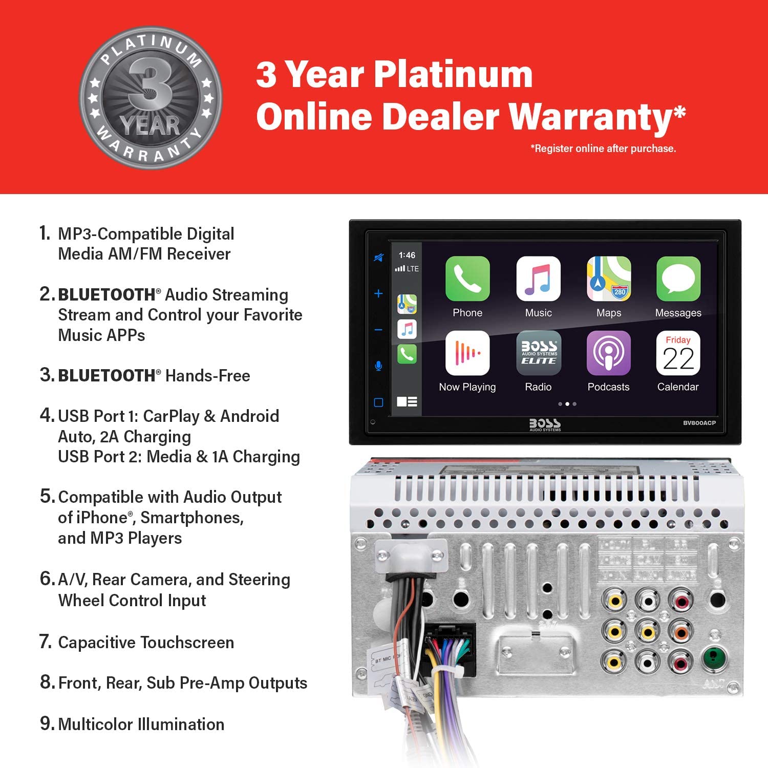 boss-audio-elite-bv800acp-2-din-675-car-stereo-apple-carplay-android-auto-975030