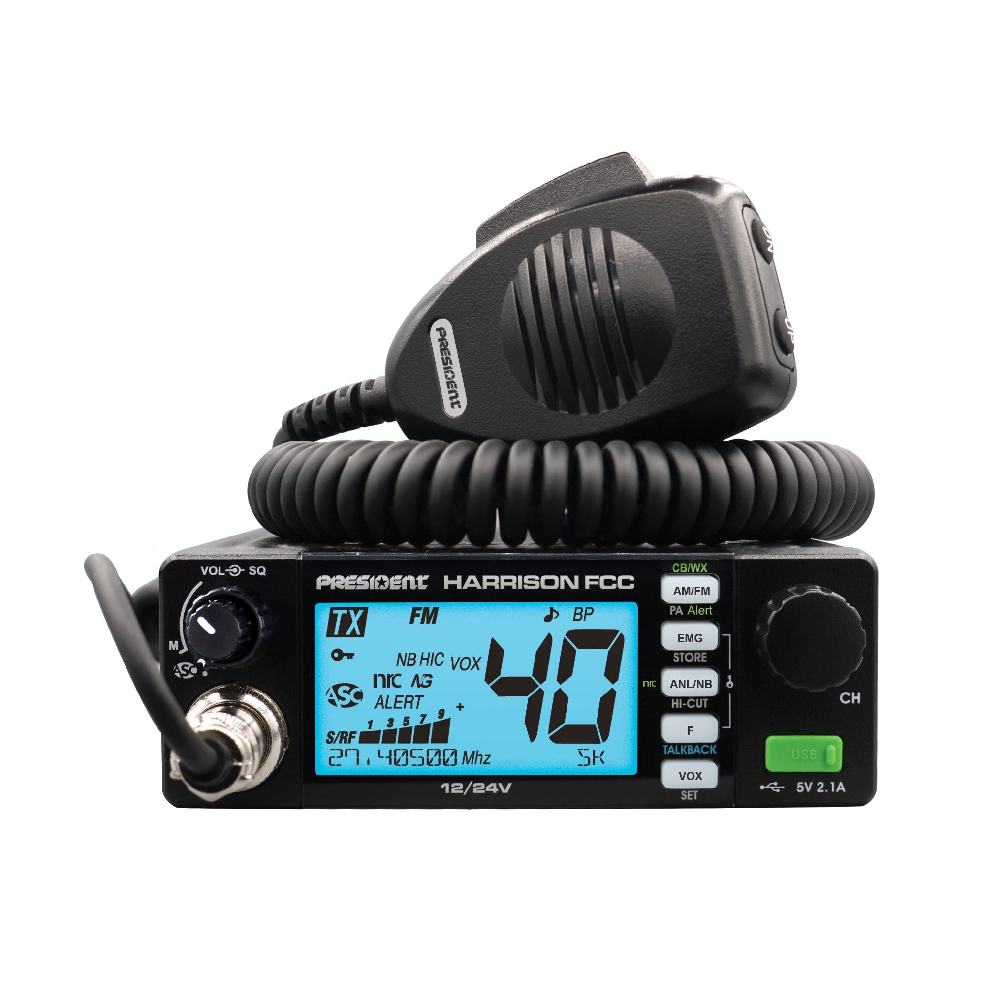 President Harrison 40-Channel CB Radio with AM/FM Features